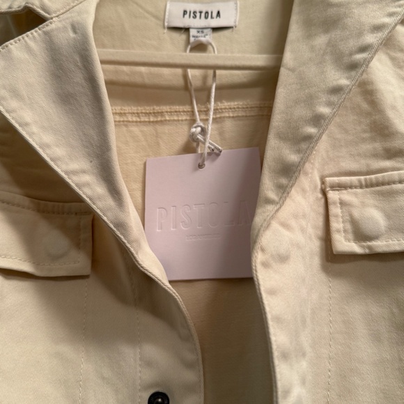 Pistola NWT Makenna Stretch Cotton Utility Jumpsuit in Eggshell - Picture 4 of 7